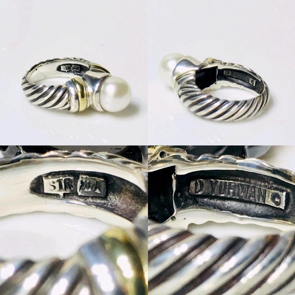David Yurman Sterling 14k Gold Pearl Ring - Picture 4 of 7
